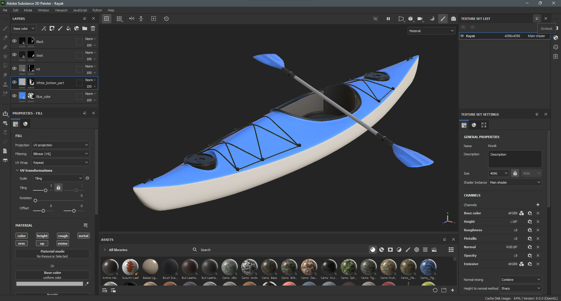 Kayak 01 Low-poly 3D model_14