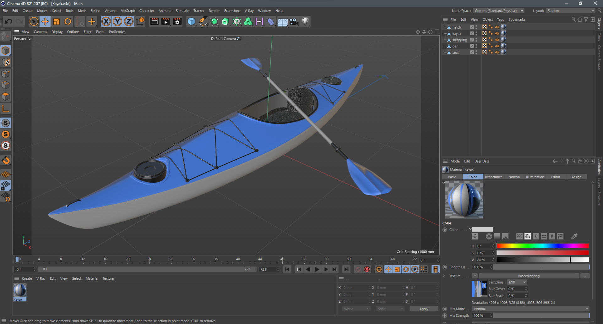Kayak 01 Low-poly 3D model_12