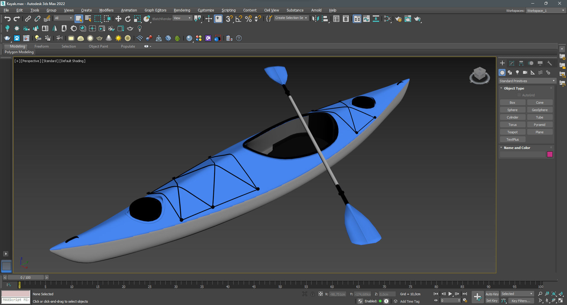 Kayak 01 Low-poly 3D model_13