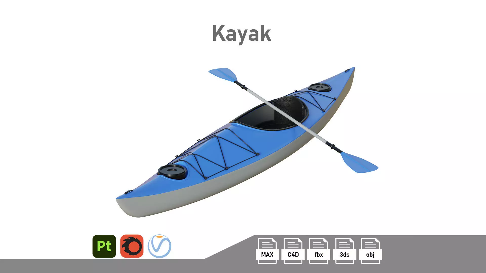 Kayak 01 Low-poly 3D model_0
