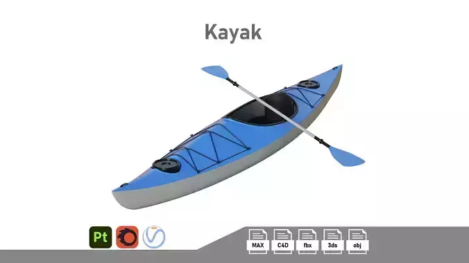 Kayak 01 Low-poly 3D model