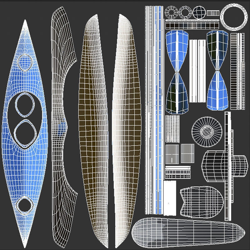 Kayak 01 Low-poly 3D model_17