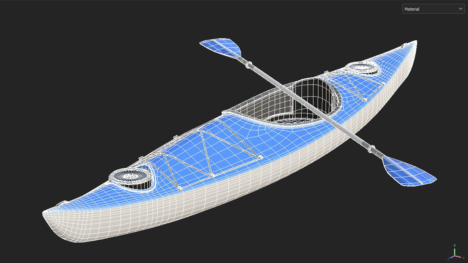 Kayak 01 Low-poly 3D model_15