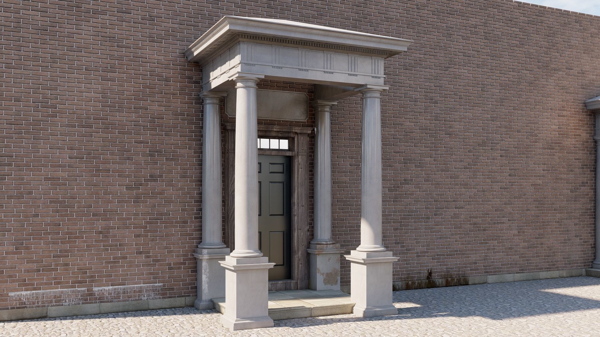 Portico Entrance Porch Door Surround with  Doric Column 3D model_1
