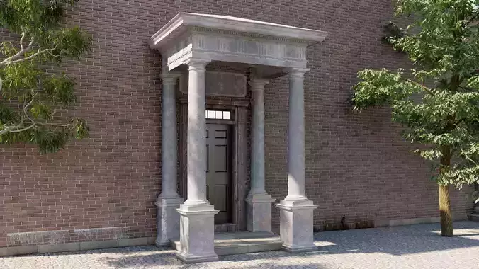 Portico Entrance Porch Door Surround with  Doric Column