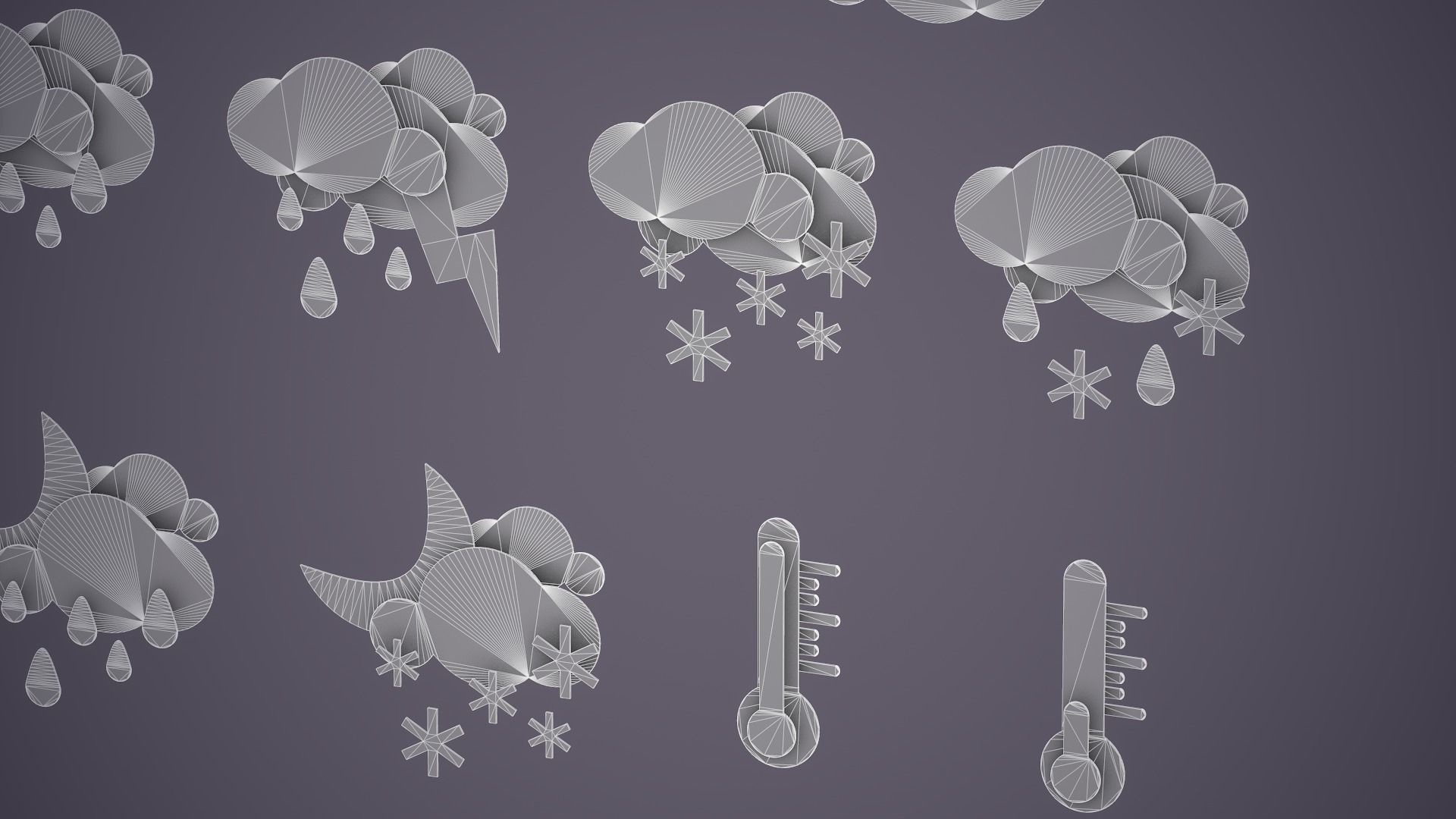 Weather Forecast Icons Low-poly 3D model_11