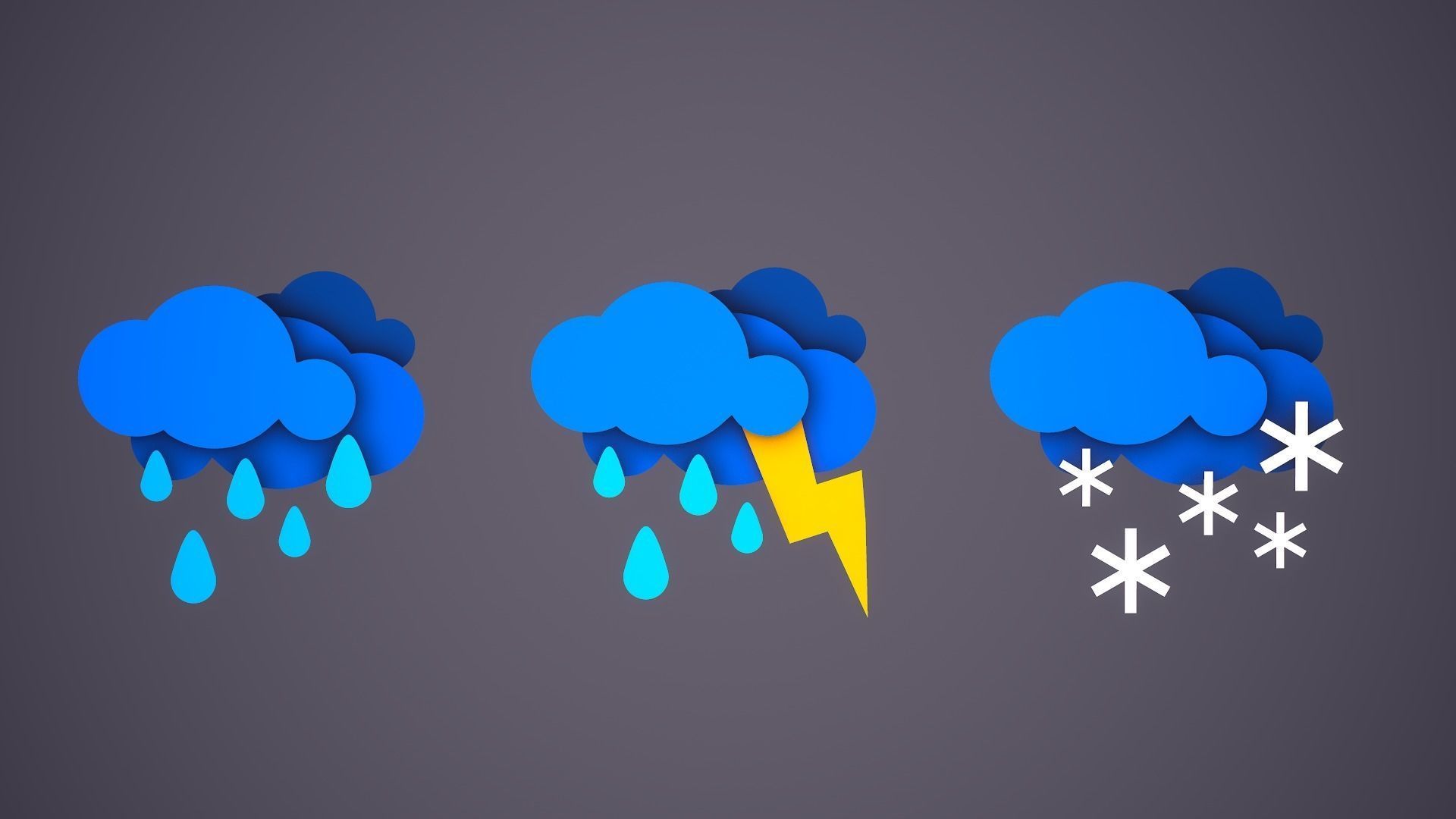Weather Forecast Icons Low-poly 3D model_2