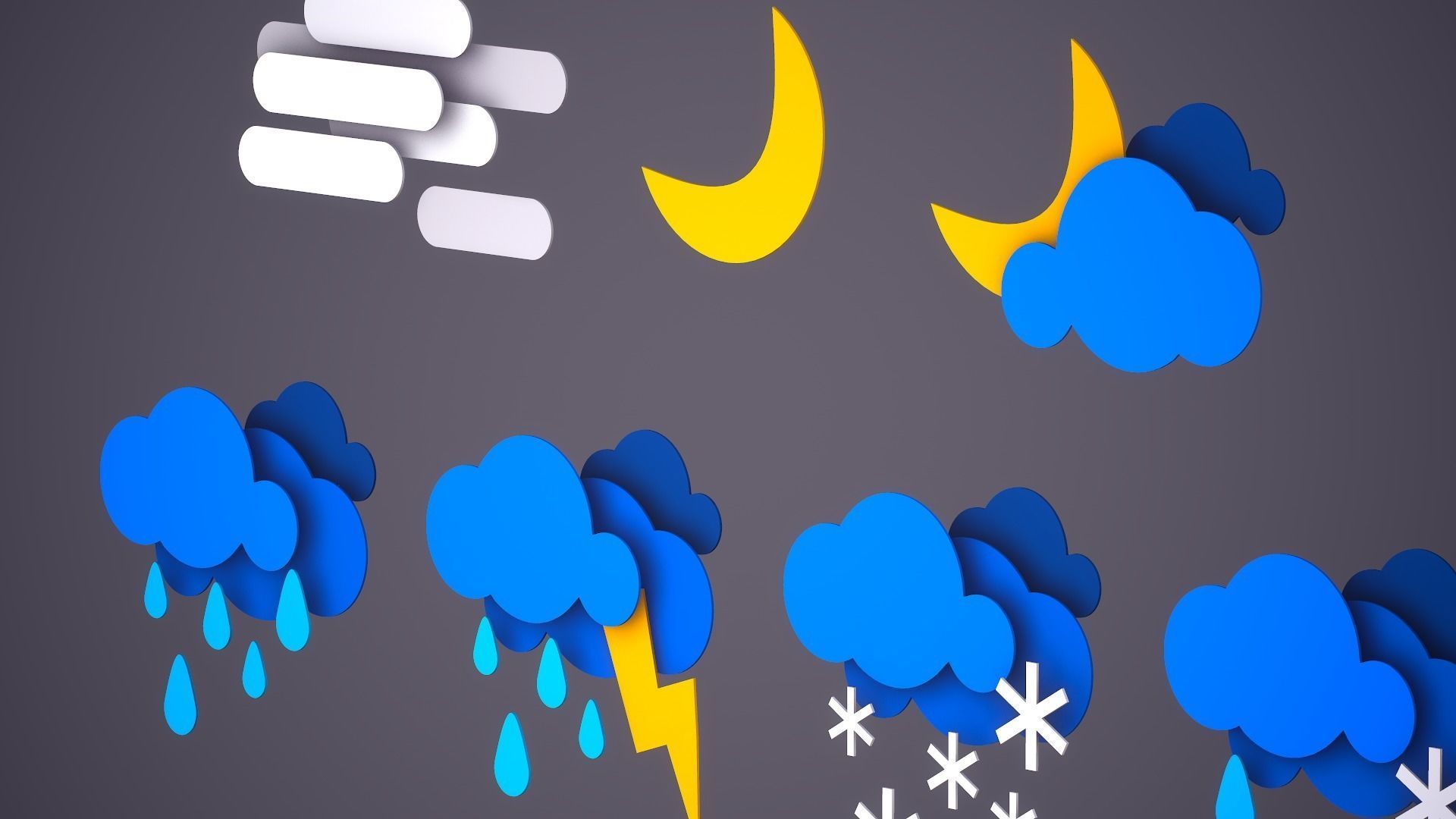 Weather Forecast Icons Low-poly 3D model_6