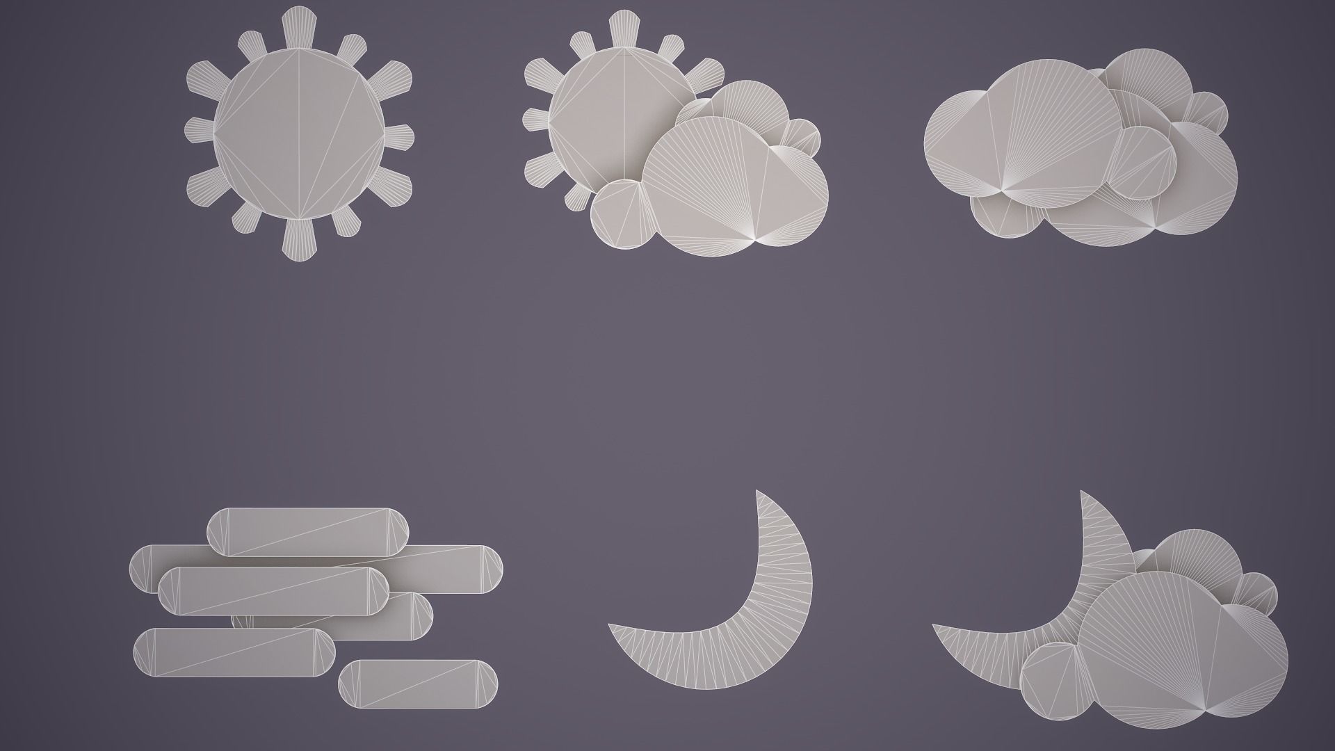 Weather Forecast Icons Low-poly 3D model_10