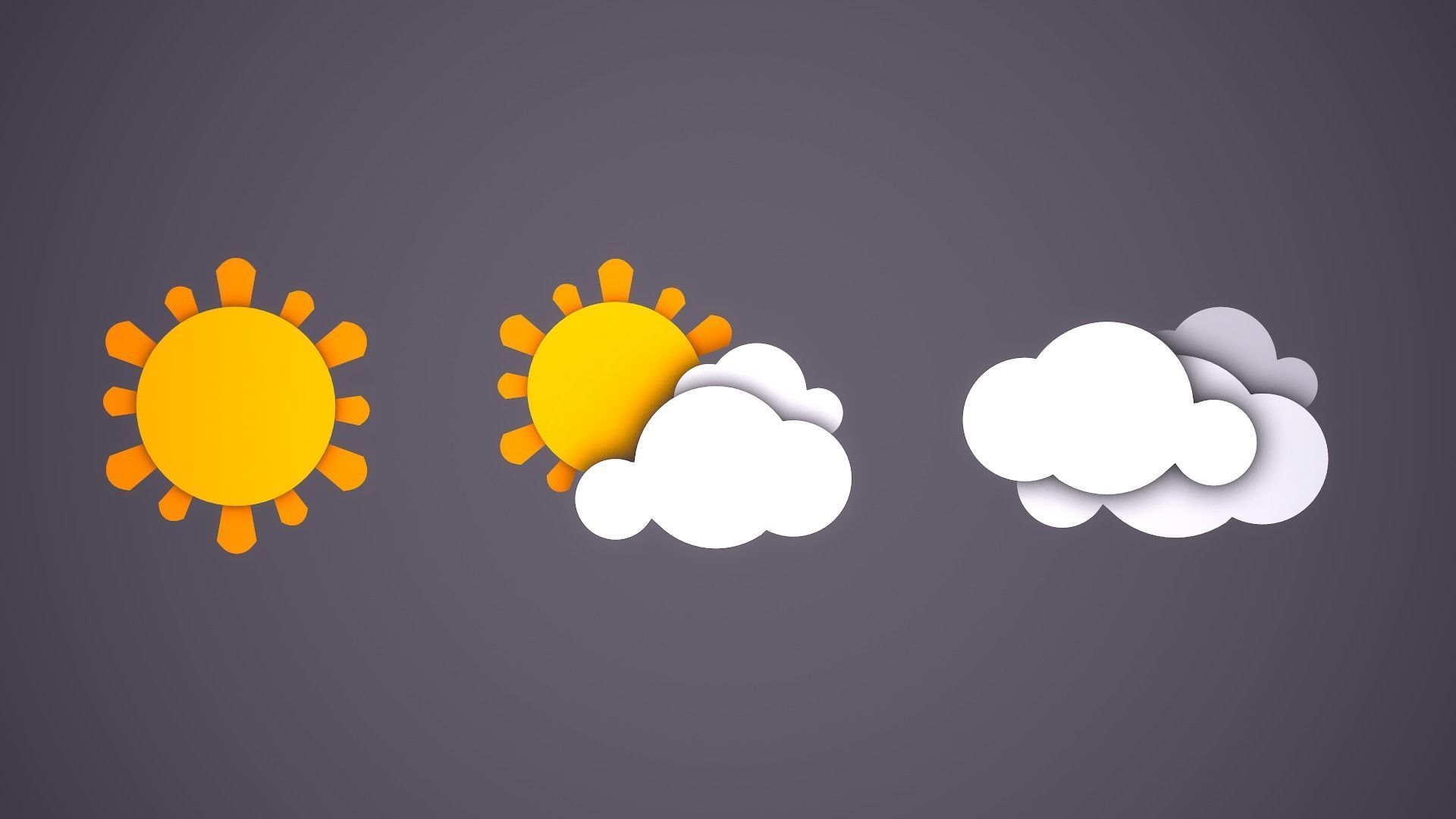 Weather Forecast Icons Low-poly 3D model_1