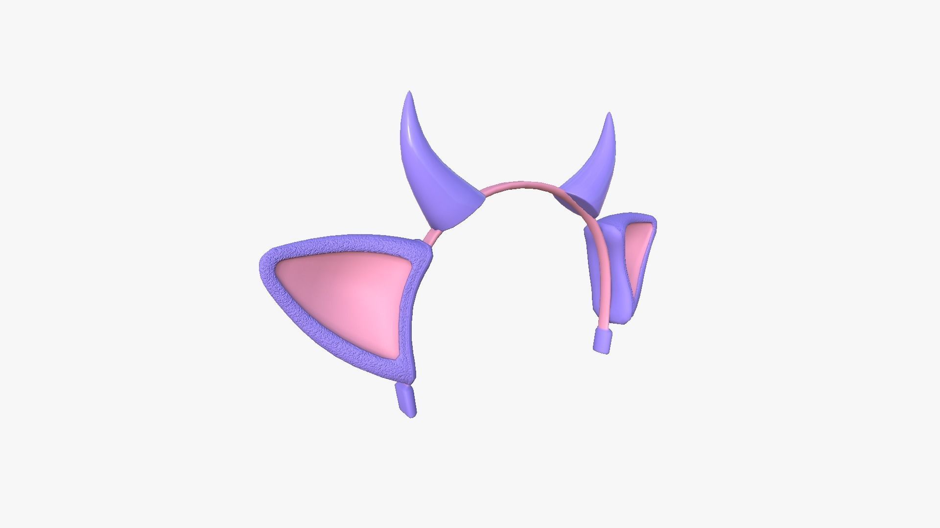 Furry Ears Tiara J08 Purple - Headband Character Design Low-poly 3D model_1