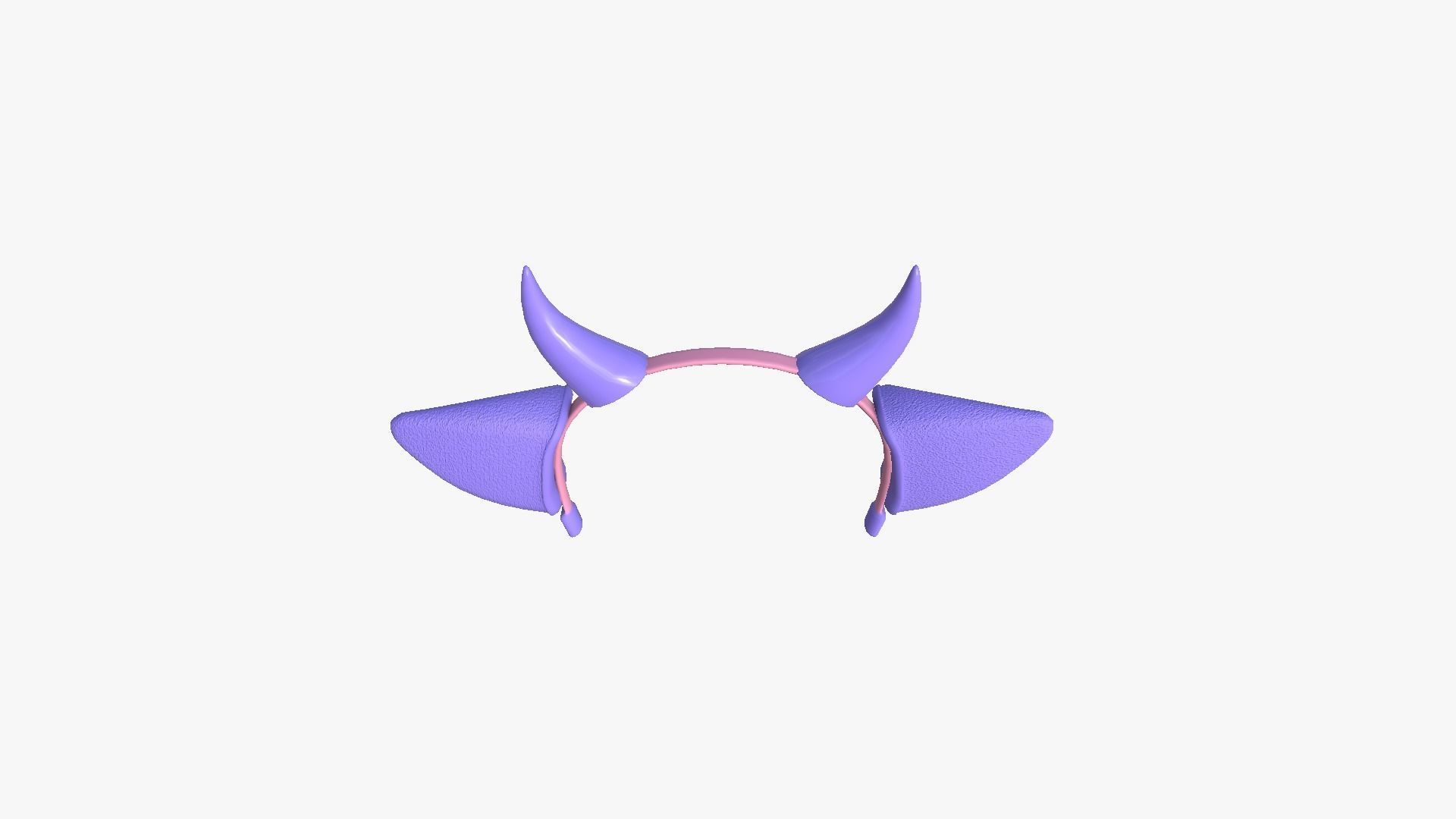 Furry Ears Tiara J08 Purple - Headband Character Design Low-poly 3D model_4