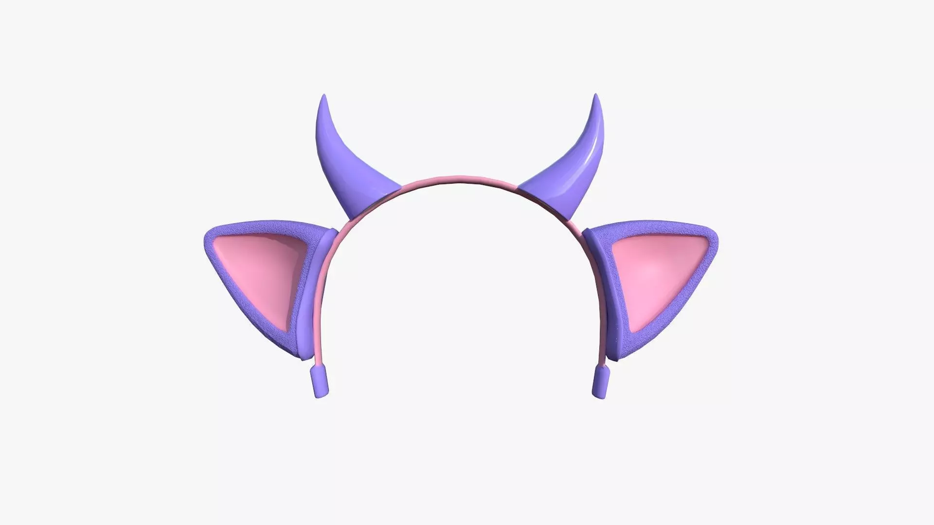 Furry Ears Tiara J08 Purple - Headband Character Design Low-poly 3D model_0