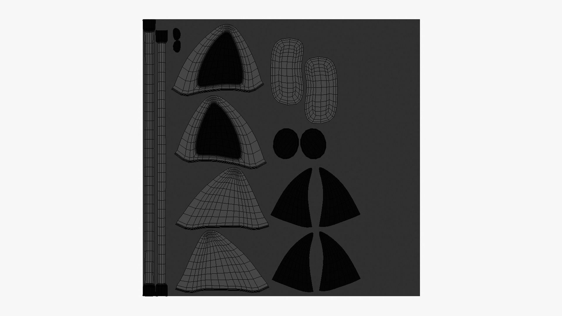 Furry Ears Tiara J09 Full Black - Headband Character Design Low-poly 3D model_5