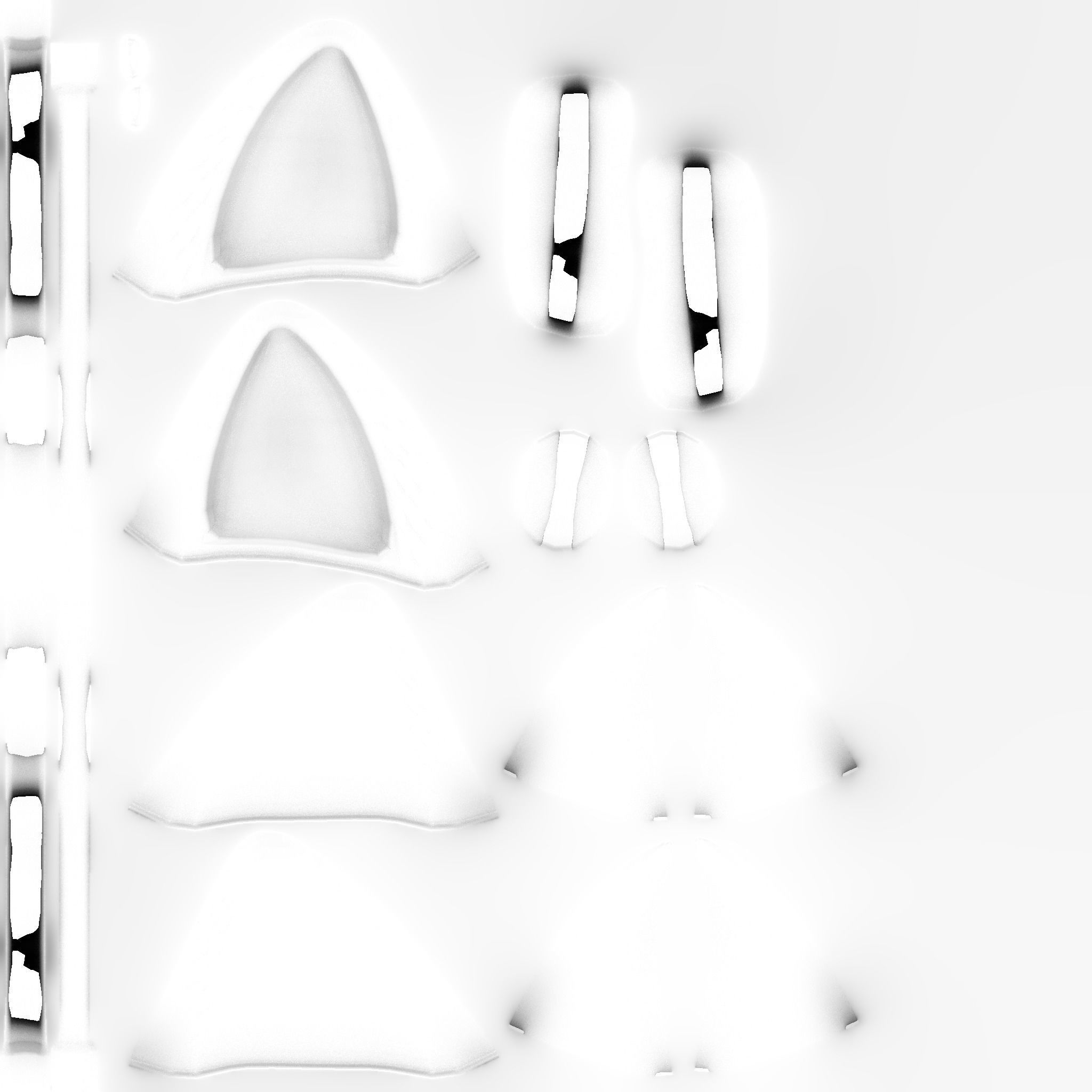 Furry Ears Tiara J09 Full Black - Headband Character Design Low-poly 3D model_14