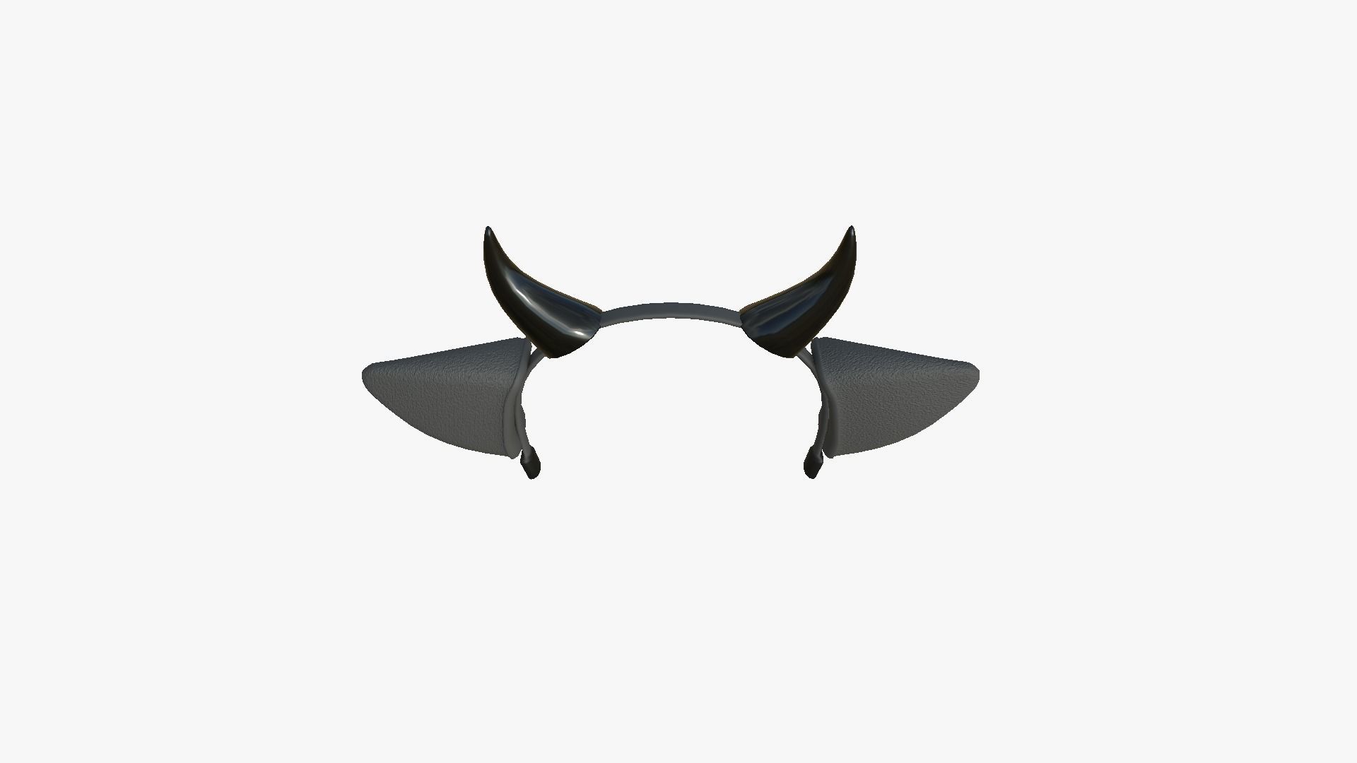 Furry Ears Tiara J09 Full Black - Headband Character Design Low-poly 3D model_4