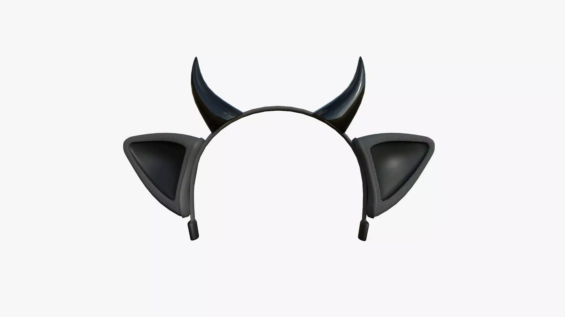 Furry Ears Tiara J09 Full Black - Headband Character Design Low-poly 3D model_0