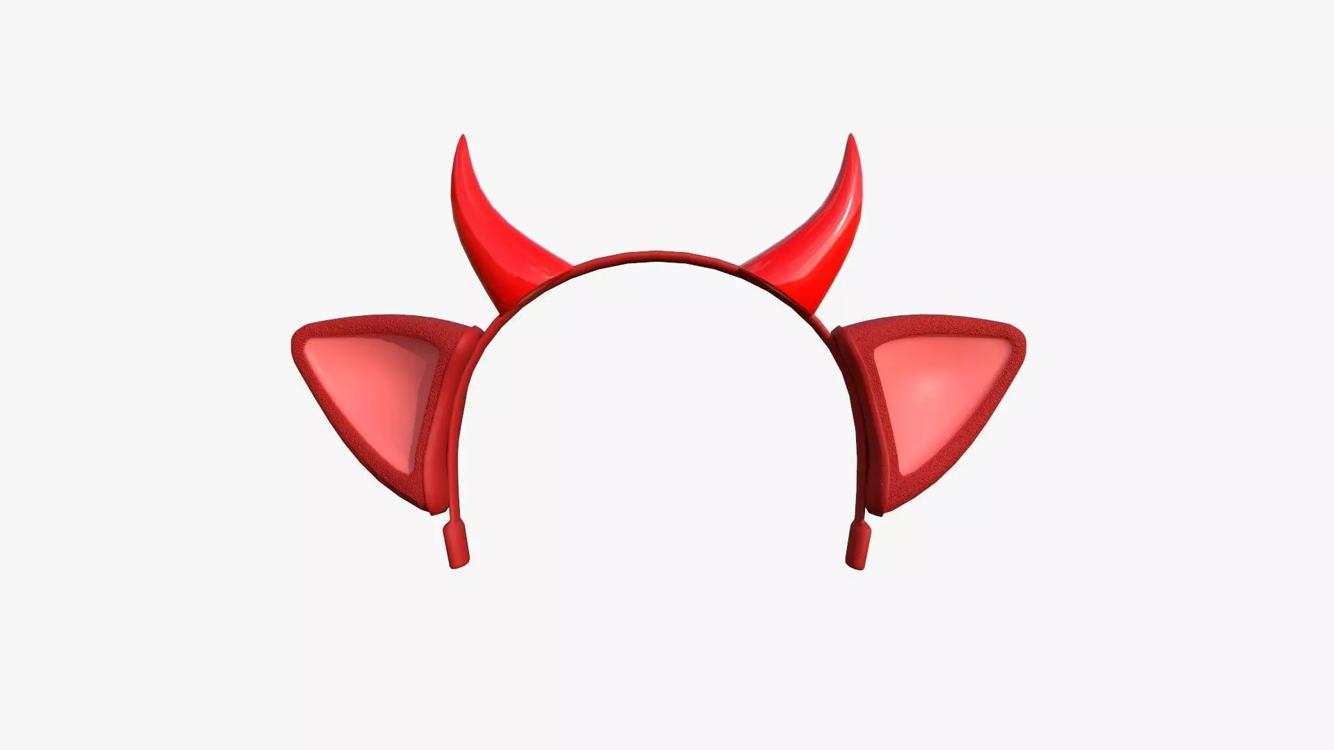 Furry Ears Tiara J10 Red - Headband Character Design Low-poly 3D model_0