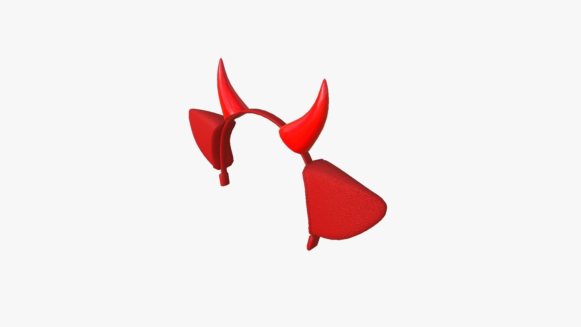 Furry Ears Tiara J10 Red - Headband Character Design Low-poly 3D model_2