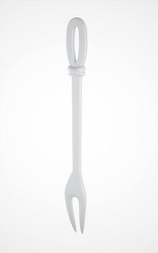 Game-ready White Porcelain Fork Low-poly 3D model 5