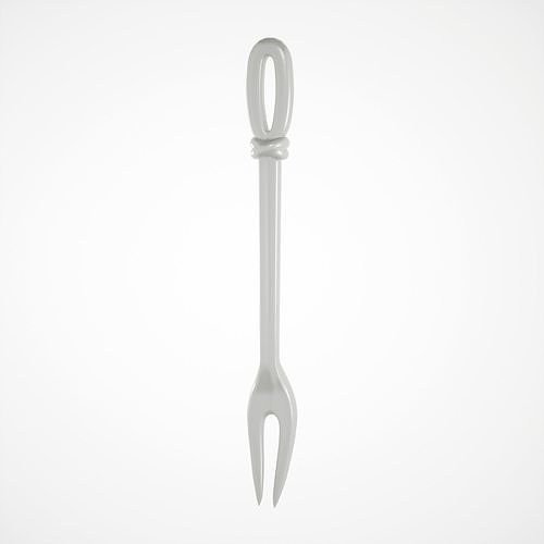 Game-ready White Porcelain Fork Low-poly 3D model 7
