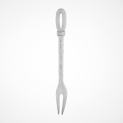Game-ready White Porcelain Fork Low-poly 3D model 6