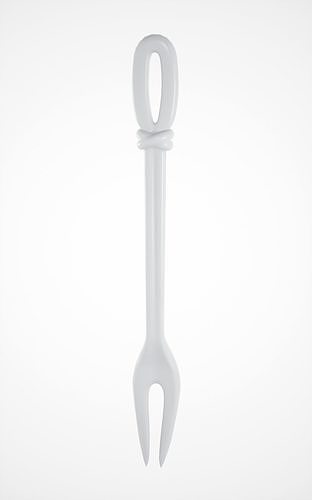 Game-ready White Porcelain Fork Low-poly 3D model 2