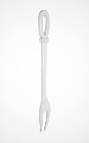 Game-ready White Porcelain Fork Low-poly 3D model 4