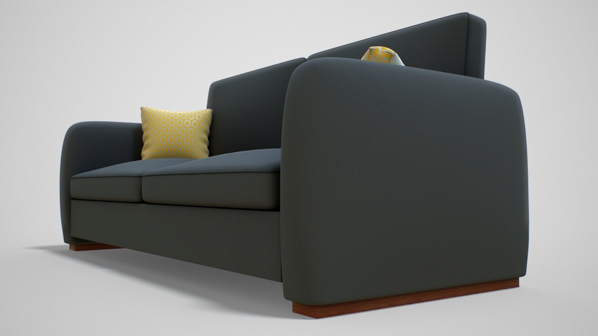 Couch with Pillow Low-poly 3D model_9