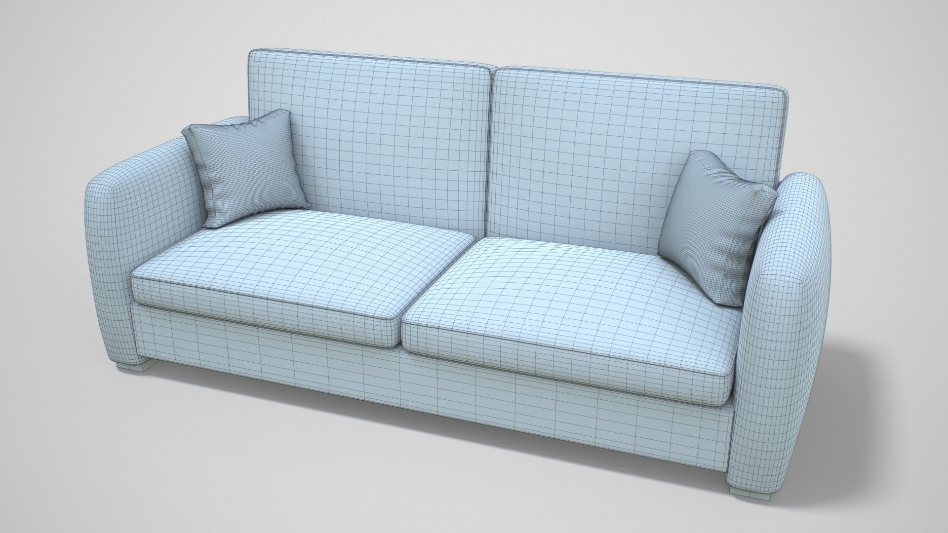 Couch with Pillow Low-poly 3D model_18