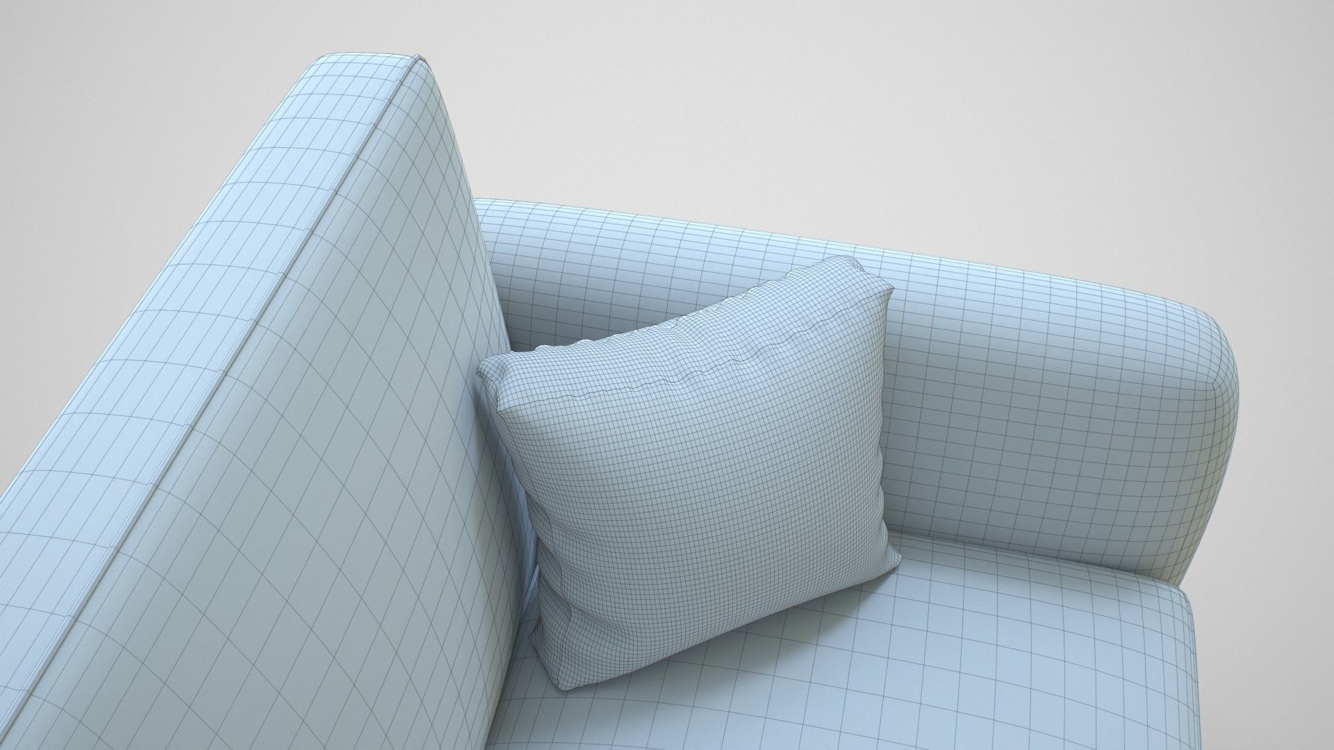 Couch with Pillow Low-poly 3D model_23