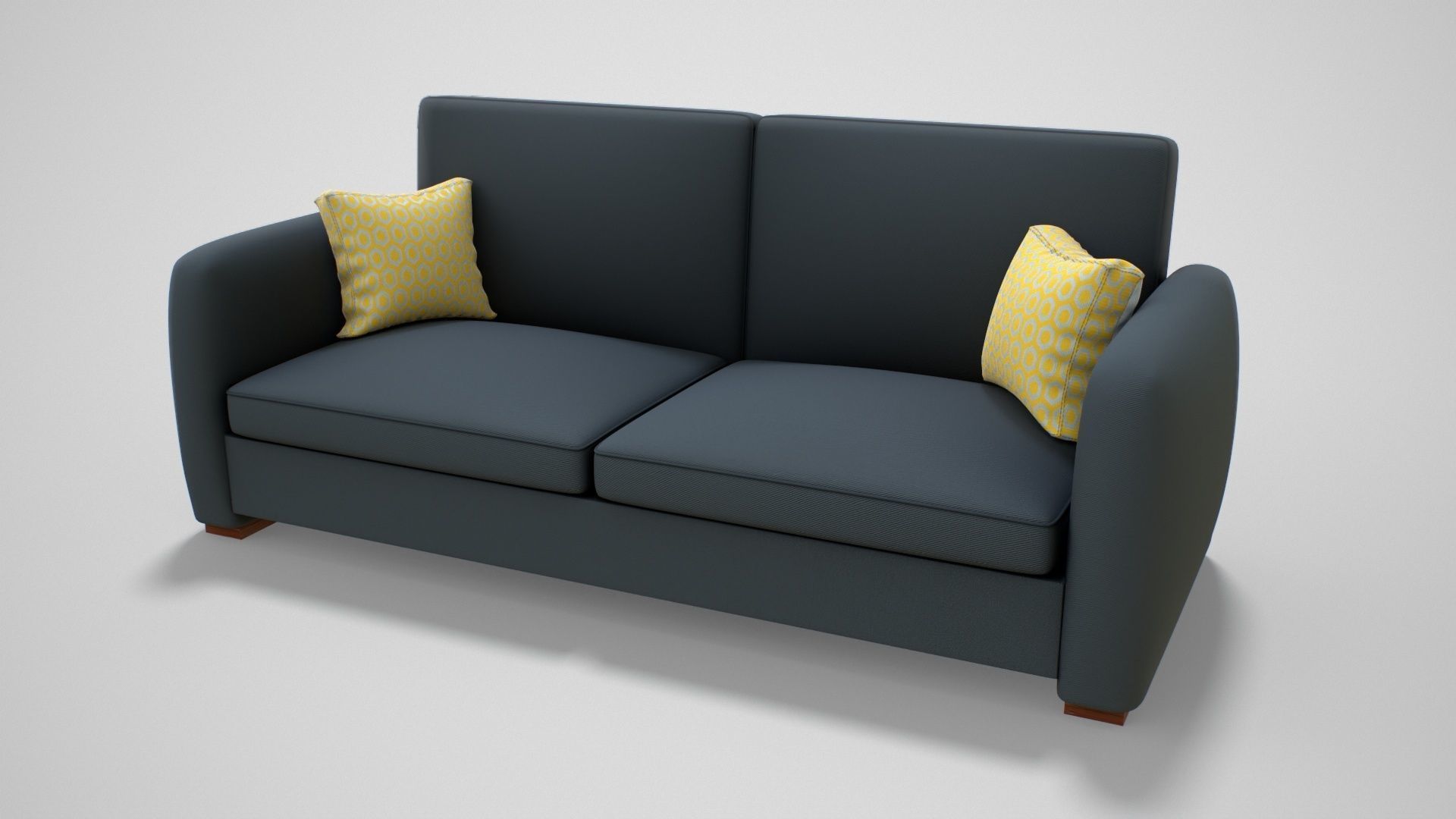 Couch with Pillow Low-poly 3D model_2