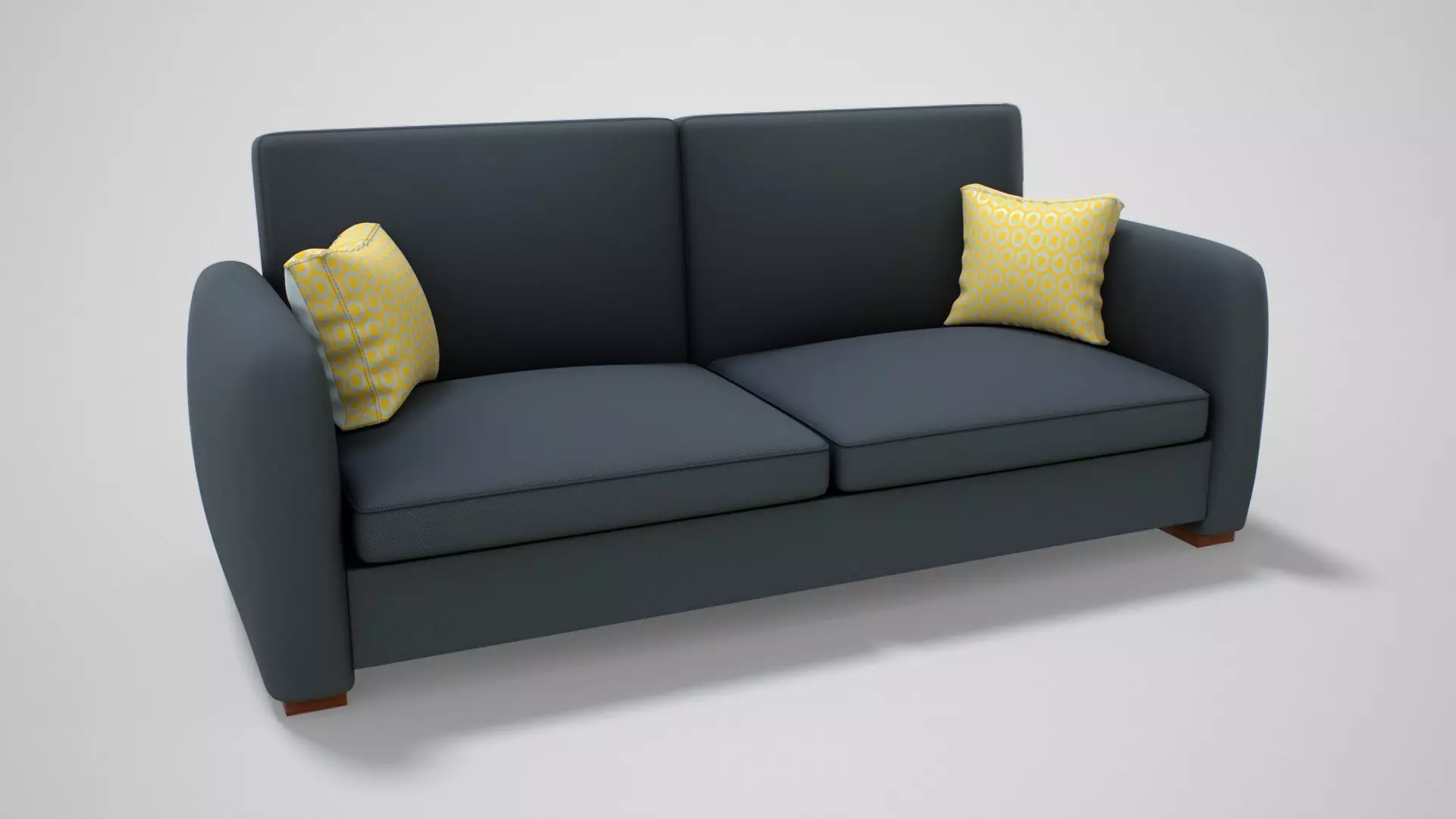 Couch with Pillow Low-poly 3D model_0