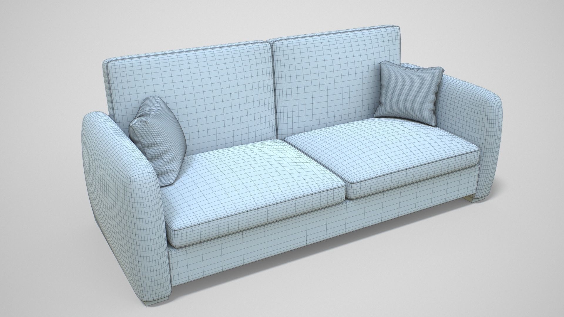 Couch with Pillow Low-poly 3D model_17