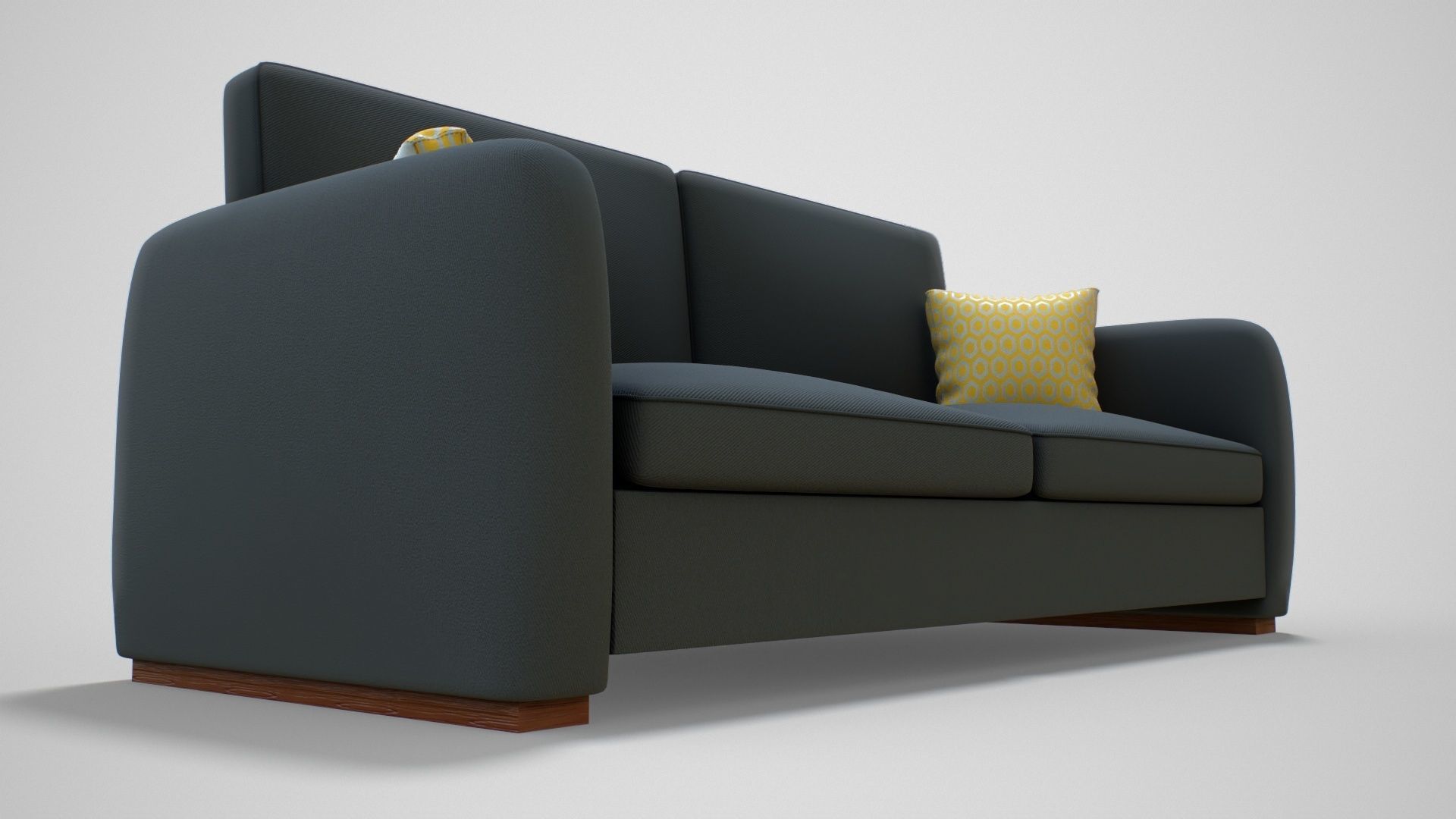 Couch with Pillow Low-poly 3D model_8