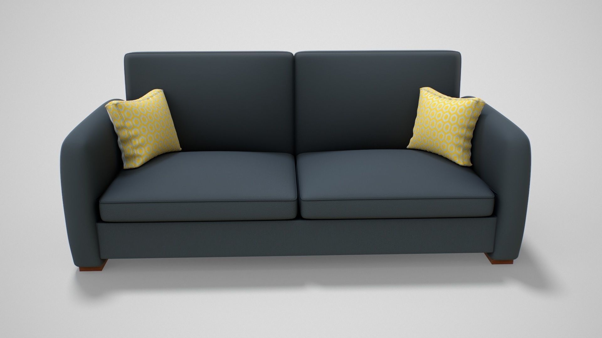 Couch with Pillow Low-poly 3D model_3