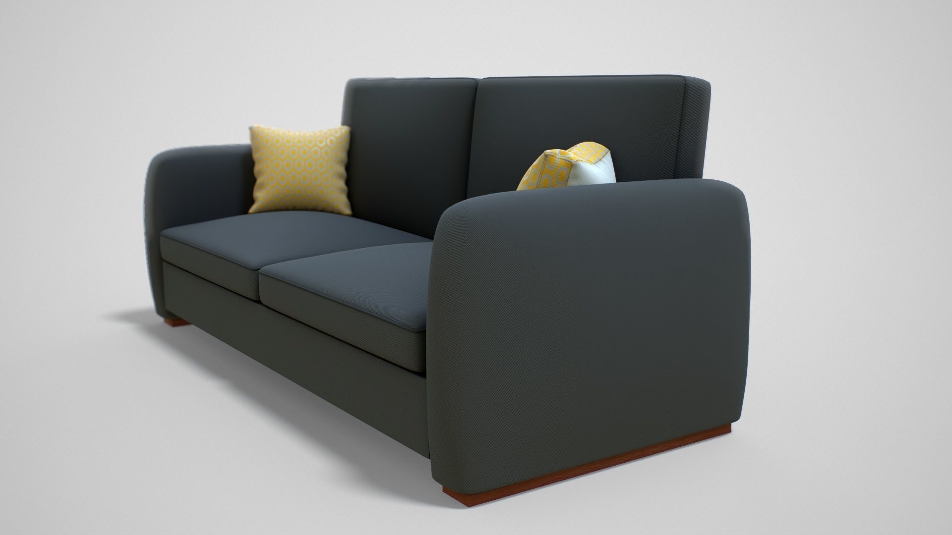 Couch with Pillow Low-poly 3D model_5