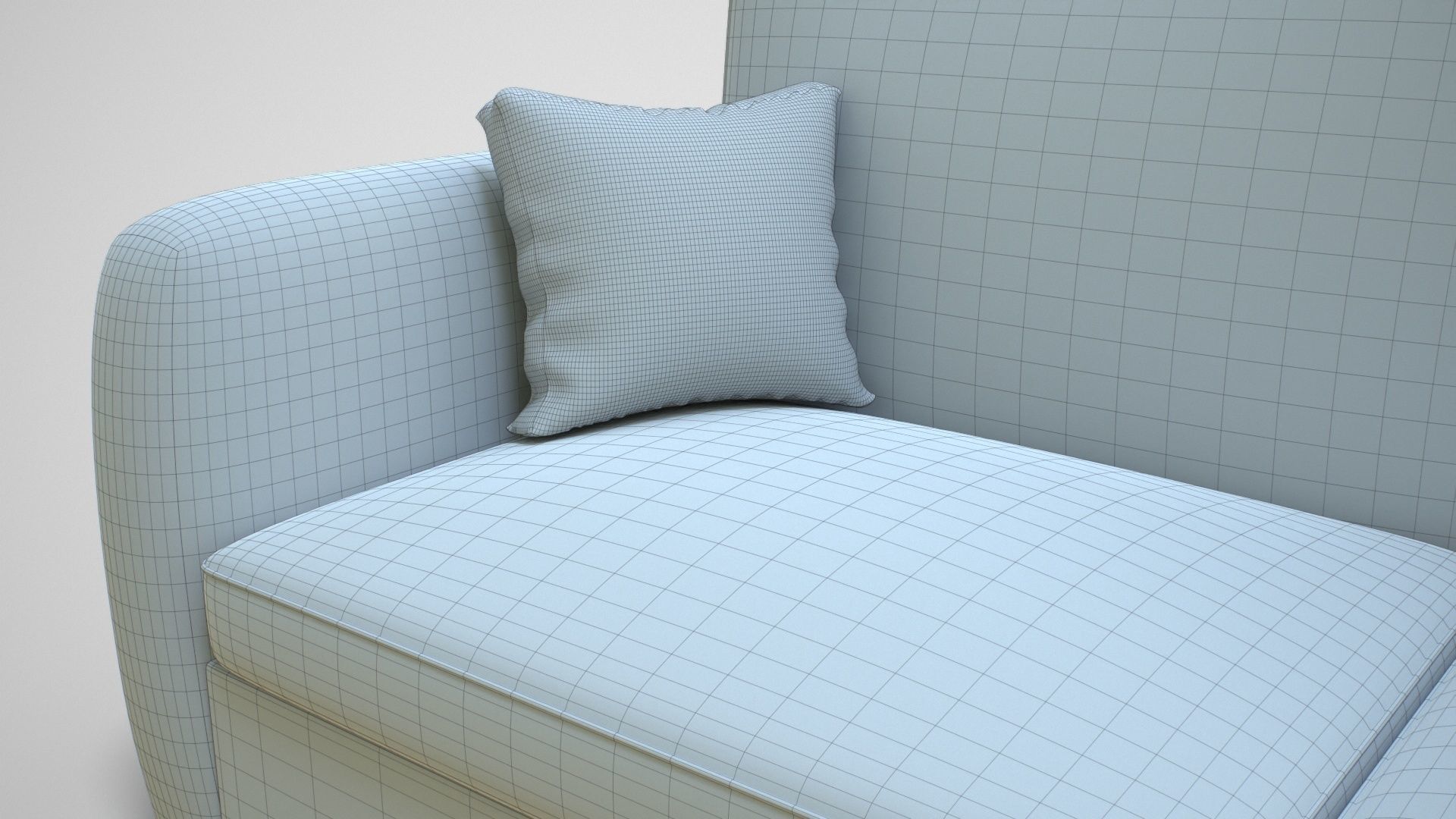 Couch with Pillow Low-poly 3D model_24