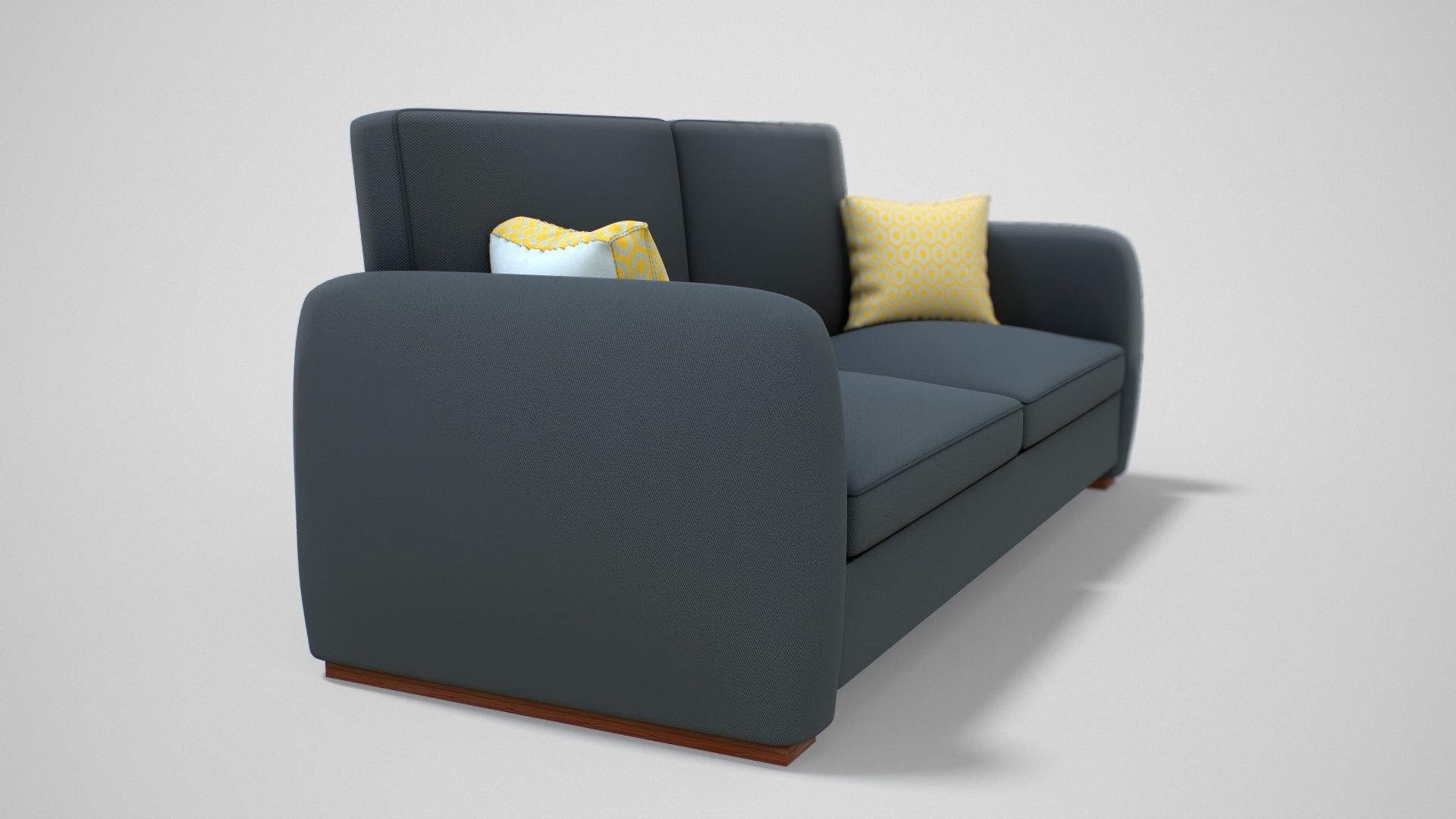 Couch with Pillow Low-poly 3D model_4