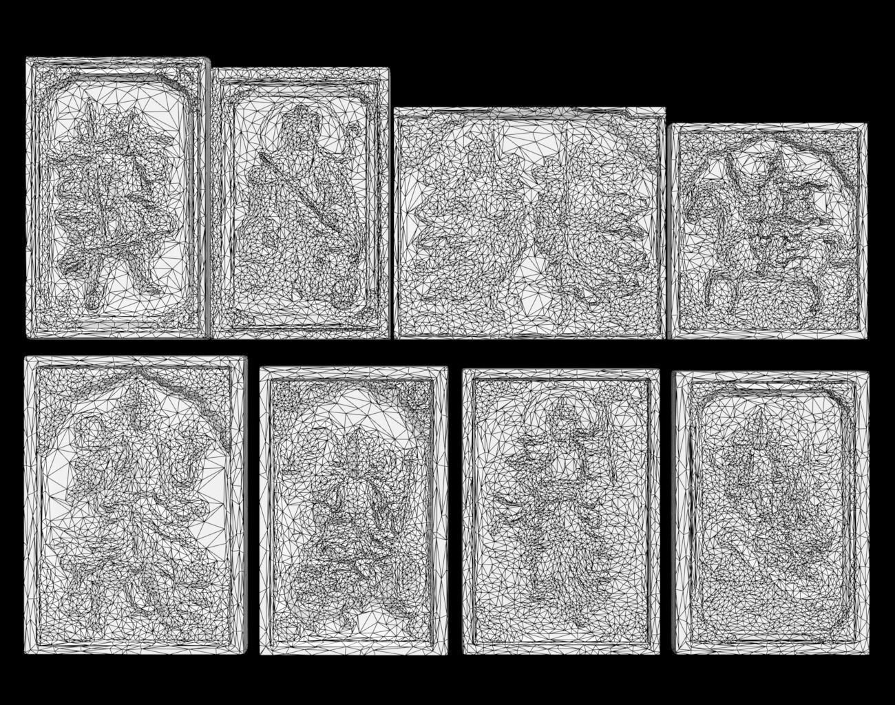 Chinese Temple Walls - Mural Bas relief Colored - 230912 Low-poly 3D model_18