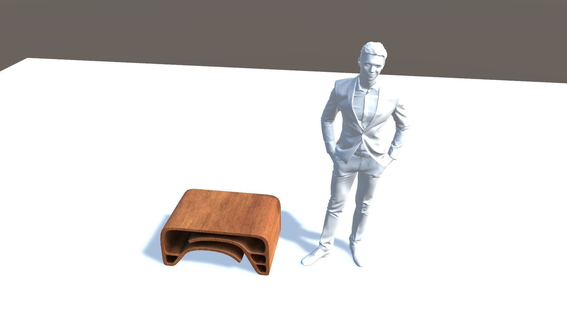 Curved Center Table Low-poly 3D model_10