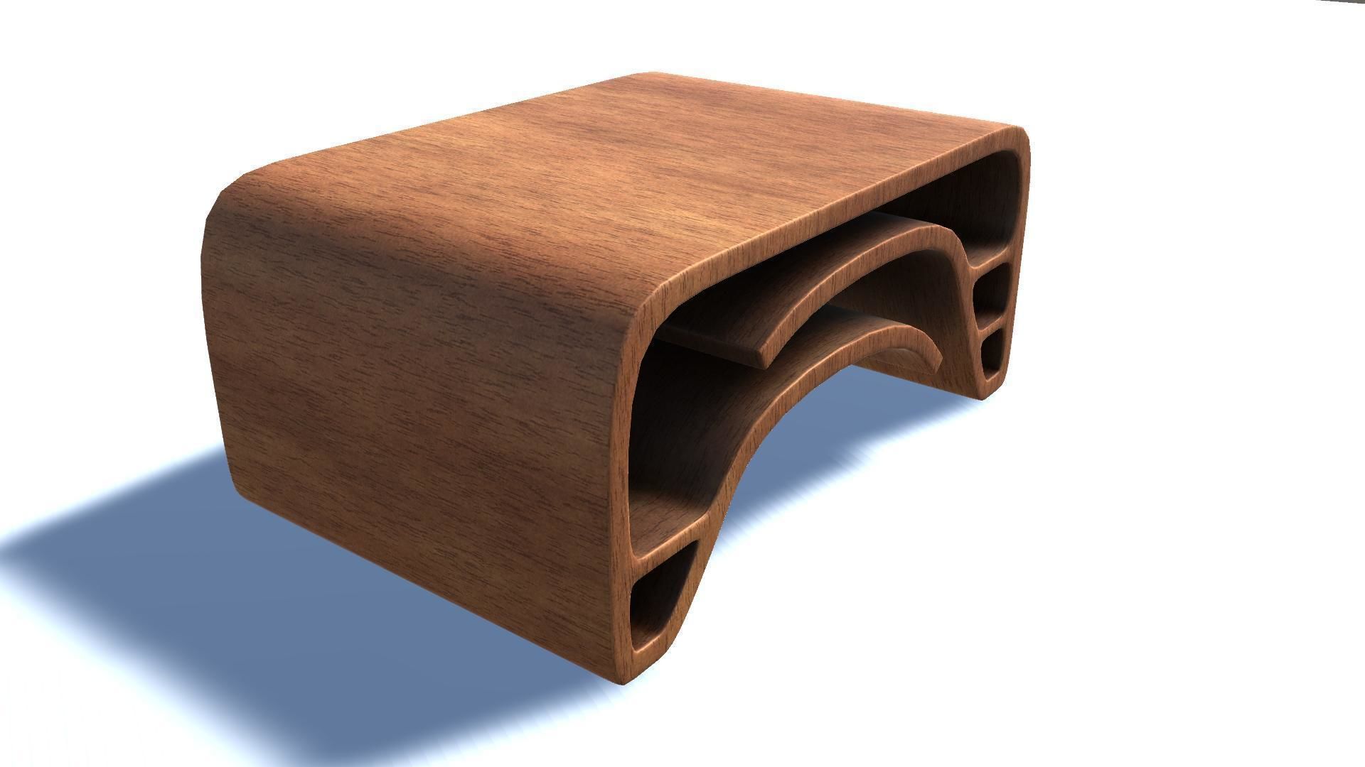 Curved Center Table Low-poly 3D model_3