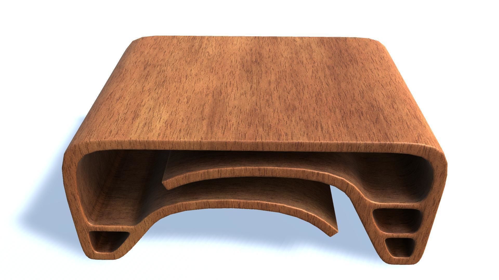 Curved Center Table Low-poly 3D model_5