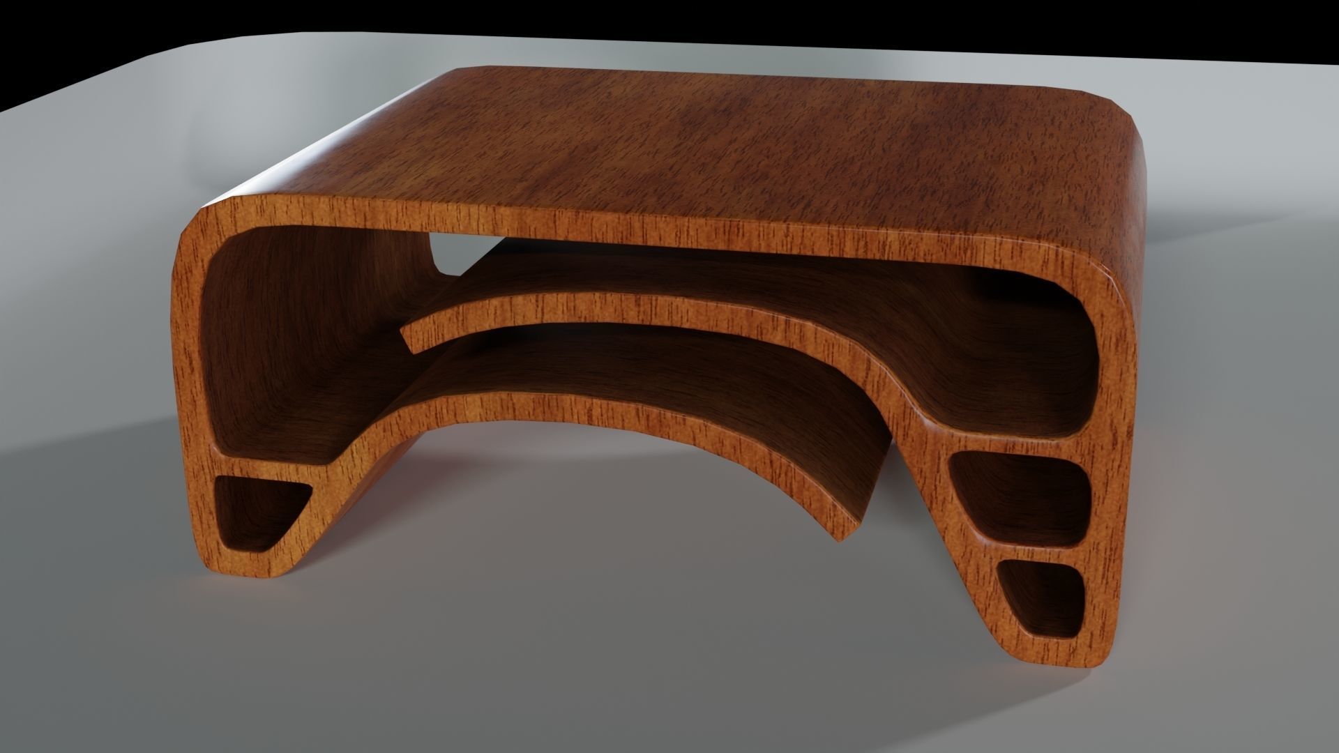 Curved Center Table Low-poly 3D model_1