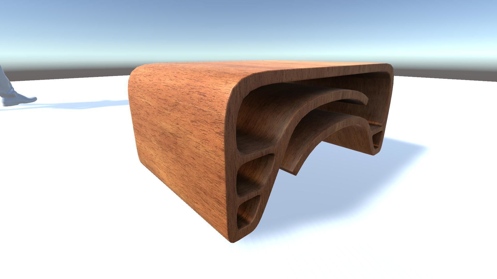 Curved Center Table Low-poly 3D model_8