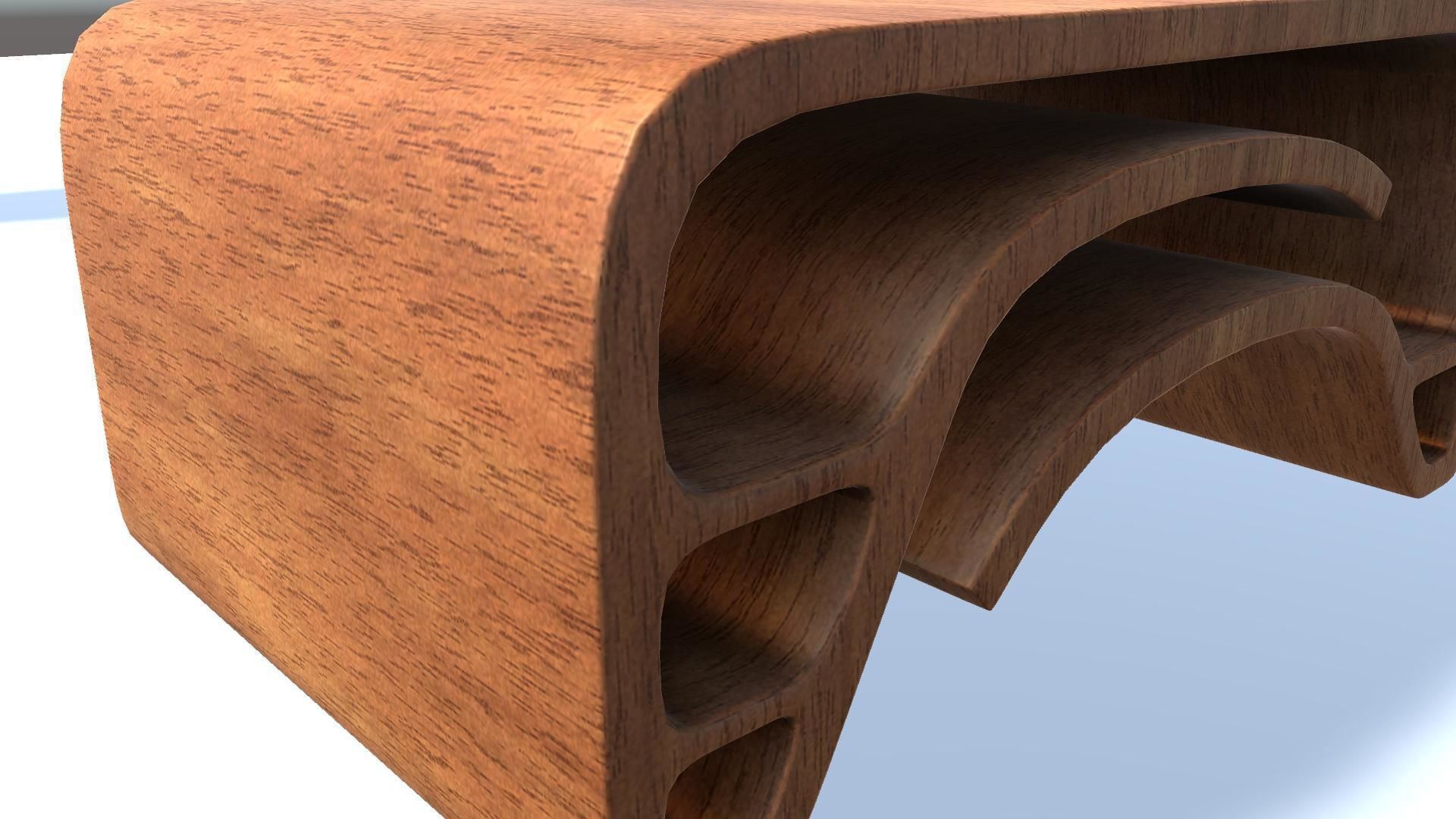Curved Center Table Low-poly 3D model_7