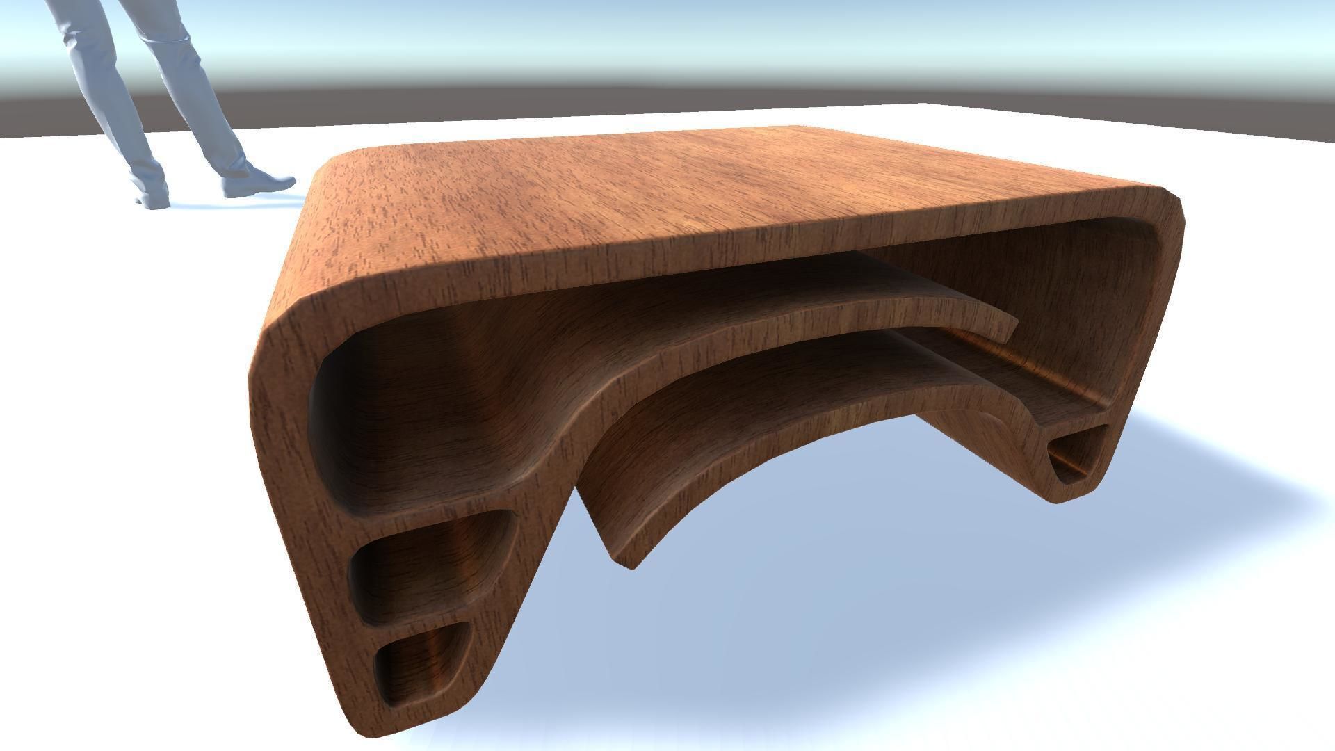 Curved Center Table Low-poly 3D model_9