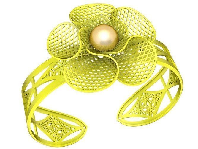 6423 Pearl Flower Bangle 3D print model