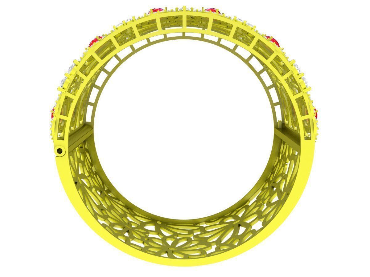 6469 Luxury Oval Ruby Diamond Woman Bangle 3D print model_3