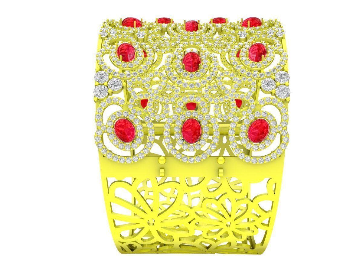 6469 Luxury Oval Ruby Diamond Woman Bangle 3D print model_4